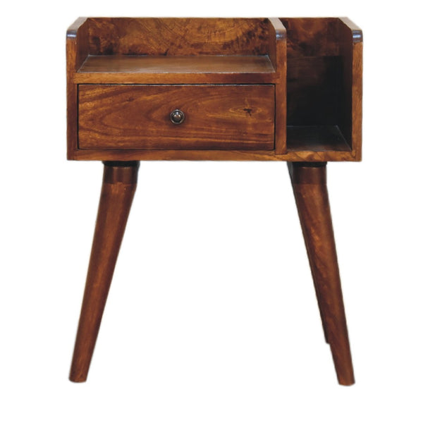 HomeRoots 22" Chestnut Solid Wood Nightstand - Handcrafted One-Drawer Table for Modern Homes & Small Spaces 651561