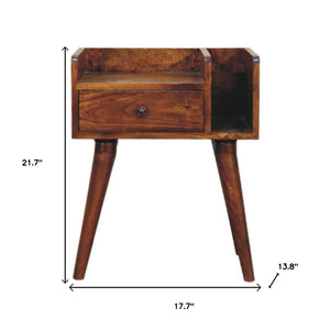 HomeRoots 22" Chestnut Solid Wood Nightstand - Handcrafted One-Drawer Table for Modern Homes & Small Spaces 651561