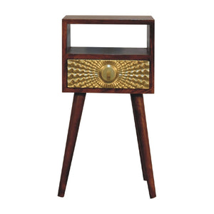 HomeRoots 23" Chestnut Solid Wood Nightstand: Modern Design with Drawer & Open Shelf for Versatile Storage Solutions 651562