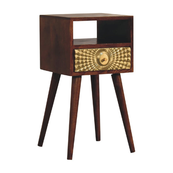 HomeRoots 23" Chestnut Solid Wood Nightstand: Modern Design with Drawer & Open Shelf for Versatile Storage Solutions 651562
