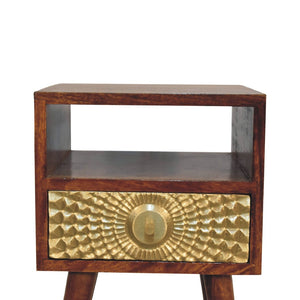 HomeRoots 23" Chestnut Solid Wood Nightstand: Modern Design with Drawer & Open Shelf for Versatile Storage Solutions 651562