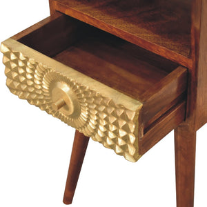 HomeRoots 23" Chestnut Solid Wood Nightstand: Modern Design with Drawer & Open Shelf for Versatile Storage Solutions 651562