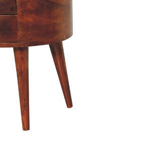 HomeRoots 20" Brown Solid Wood Round Nightstand with Two Drawers – Stylish Storage for Bedroom & Living Spaces 651563
