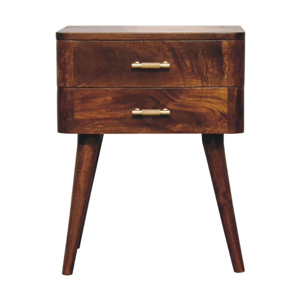 HomeRoots 23" Chestnut Solid Wood Nightstand with Two Drawers – Modern Design for Stylish Bedroom Storage Solutions 651564