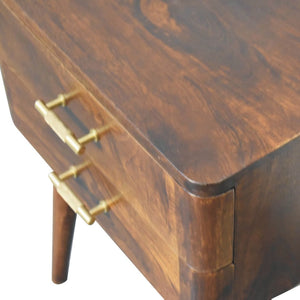 HomeRoots 23" Chestnut Solid Wood Nightstand with Two Drawers – Modern Design for Stylish Bedroom Storage Solutions 651564