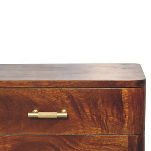 HomeRoots 23" Chestnut Solid Wood Nightstand with Two Drawers – Modern Design for Stylish Bedroom Storage Solutions 651564