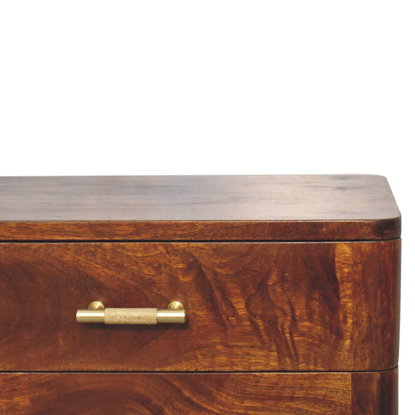 HomeRoots 23" Chestnut Solid Wood Nightstand with Two Drawers – Modern Design for Stylish Bedroom Storage Solutions 651564