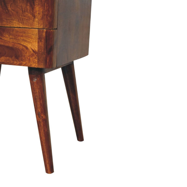 HomeRoots 23" Chestnut Solid Wood Nightstand with Two Drawers – Modern Design for Stylish Bedroom Storage Solutions 651564