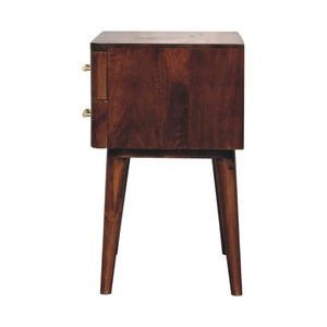 HomeRoots 23" Chestnut Solid Wood Nightstand with Two Drawers – Modern Design for Stylish Bedroom Storage Solutions 651564