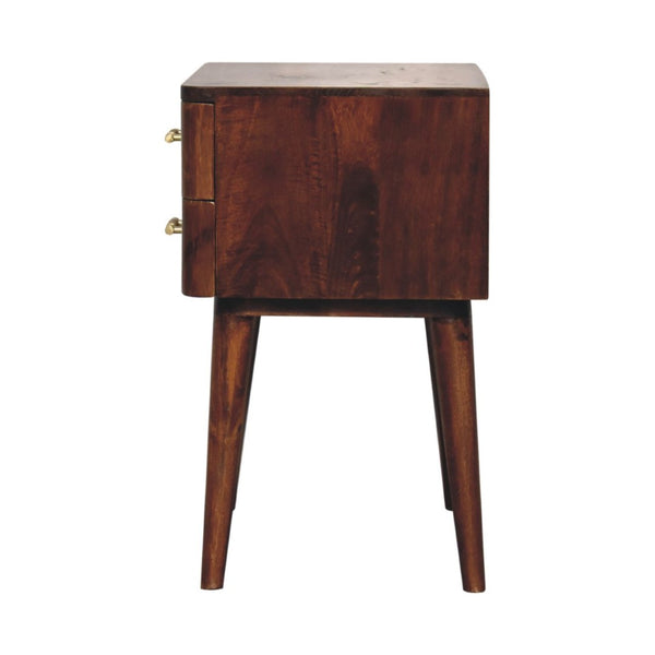 HomeRoots 23" Chestnut Solid Wood Nightstand with Two Drawers – Modern Design for Stylish Bedroom Storage Solutions 651564
