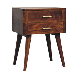 HomeRoots 23" Chestnut Solid Wood Nightstand with Two Drawers – Modern Design for Stylish Bedroom Storage Solutions 651564