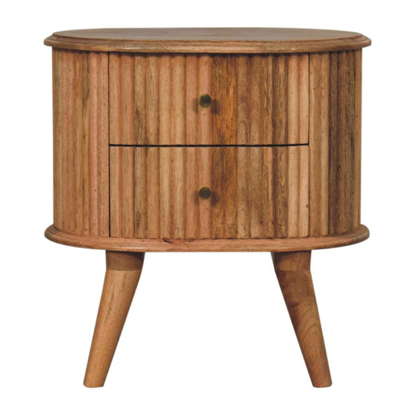 HomeRoots 20" Natural Solid Wood Nightstand with Ribbed Texture - Rustic Charm & Practical Storage Solution 651566