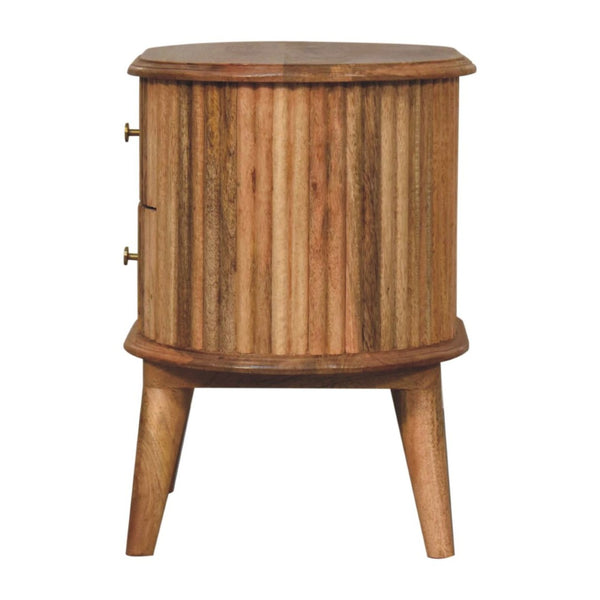 HomeRoots 20" Natural Solid Wood Nightstand with Ribbed Texture - Rustic Charm & Practical Storage Solution 651566