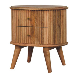 HomeRoots 20" Natural Solid Wood Nightstand with Ribbed Texture - Rustic Charm & Practical Storage Solution 651566