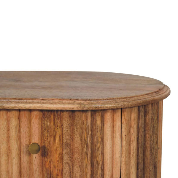 HomeRoots 20" Natural Solid Wood Nightstand with Ribbed Texture - Rustic Charm & Practical Storage Solution 651566