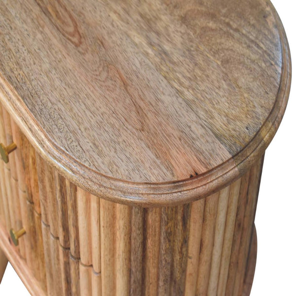 HomeRoots 20" Natural Solid Wood Nightstand with Ribbed Texture - Rustic Charm & Practical Storage Solution 651566