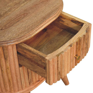 HomeRoots 20" Natural Solid Wood Nightstand with Ribbed Texture - Rustic Charm & Practical Storage Solution 651566