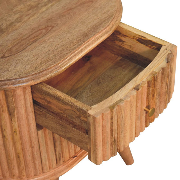 HomeRoots 20" Natural Solid Wood Nightstand with Ribbed Texture - Rustic Charm & Practical Storage Solution 651566