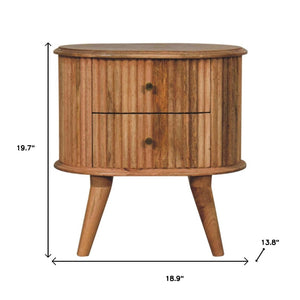 HomeRoots 20" Natural Solid Wood Nightstand with Ribbed Texture - Rustic Charm & Practical Storage Solution 651566