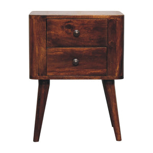 HomeRoots 24" Elegant Chestnut Solid Mango Wood Nightstand with Two Drawers for Stylish Bedroom Storage 651568