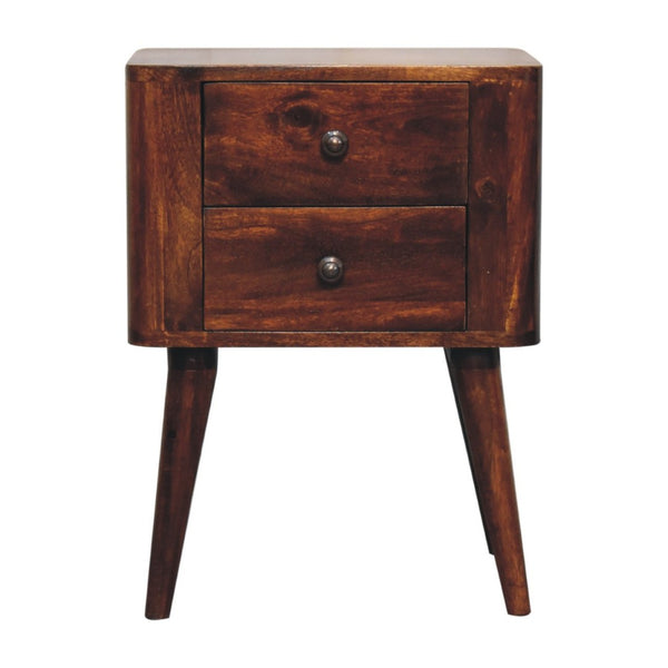 HomeRoots 24" Elegant Chestnut Solid Mango Wood Nightstand with Two Drawers for Stylish Bedroom Storage 651568