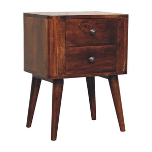 HomeRoots 24" Elegant Chestnut Solid Mango Wood Nightstand with Two Drawers for Stylish Bedroom Storage 651568