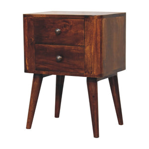 HomeRoots 24" Elegant Chestnut Solid Mango Wood Nightstand with Two Drawers for Stylish Bedroom Storage 651568