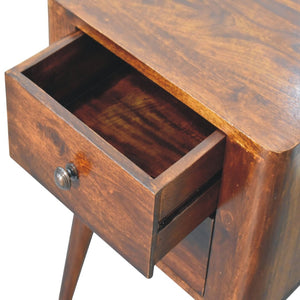 HomeRoots 24" Elegant Chestnut Solid Mango Wood Nightstand with Two Drawers for Stylish Bedroom Storage 651568