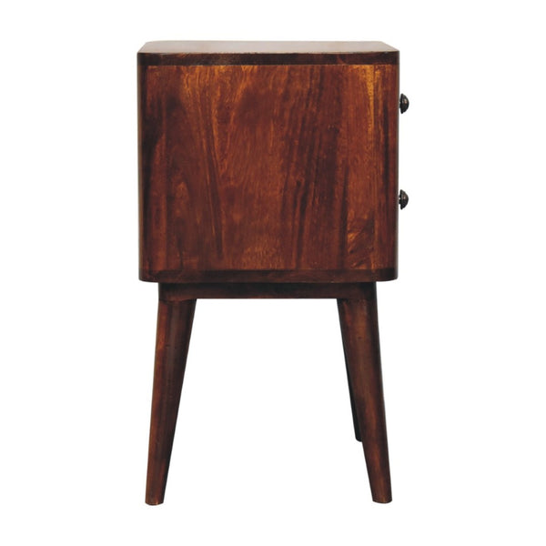 HomeRoots 24" Elegant Chestnut Solid Mango Wood Nightstand with Two Drawers for Stylish Bedroom Storage 651568