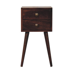 HomeRoots 22" Walnut Solid Wood Nightstand - Mid-Century Modern Design with Two Drawers for Smart Storage 651569