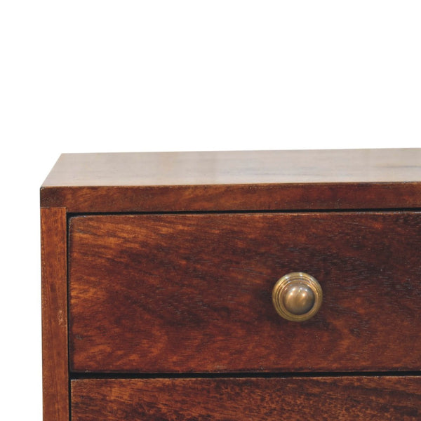 HomeRoots 22" Walnut Solid Wood Nightstand - Mid-Century Modern Design with Two Drawers for Smart Storage 651569