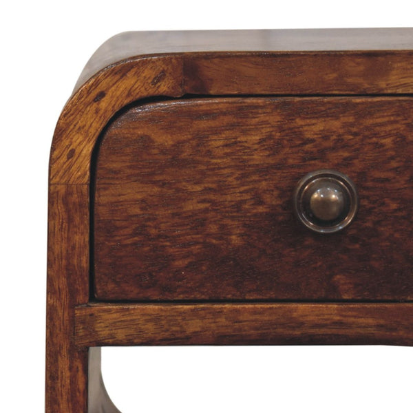 HomeRoots 16" Chestnut Solid Wood Nightstand - Handcrafted Compact Storage Table for Modern Decor Styles 651570