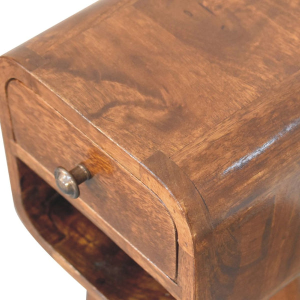 HomeRoots 16" Chestnut Solid Wood Nightstand - Handcrafted Compact Storage Table for Modern Decor Styles 651570