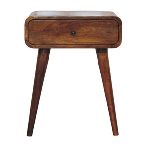 HomeRoots 22" Chestnut Solid Wood Nightstand - Handcrafted Compact End Table with Stylish Curved Edges & Storage 651571