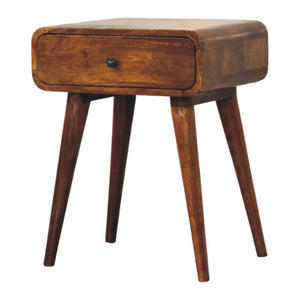 HomeRoots 22" Chestnut Solid Wood Nightstand - Handcrafted Compact End Table with Stylish Curved Edges & Storage 651571