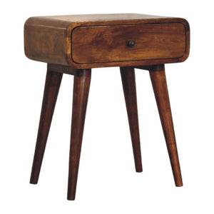 HomeRoots 22" Chestnut Solid Wood Nightstand - Handcrafted Compact End Table with Stylish Curved Edges & Storage 651571