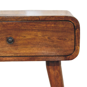 HomeRoots 22" Chestnut Solid Wood Nightstand - Handcrafted Compact End Table with Stylish Curved Edges & Storage 651571