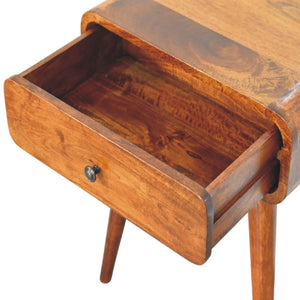 HomeRoots 22" Chestnut Solid Wood Nightstand - Handcrafted Compact End Table with Stylish Curved Edges & Storage 651571