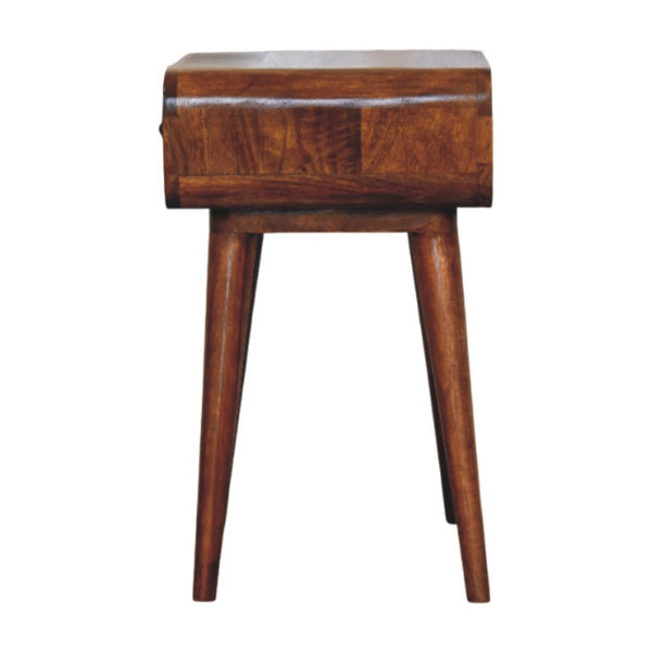 HomeRoots 22" Chestnut Solid Wood Nightstand - Handcrafted Compact End Table with Stylish Curved Edges & Storage 651571