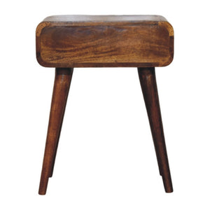 HomeRoots 22" Chestnut Solid Wood Nightstand - Handcrafted Compact End Table with Stylish Curved Edges & Storage 651571