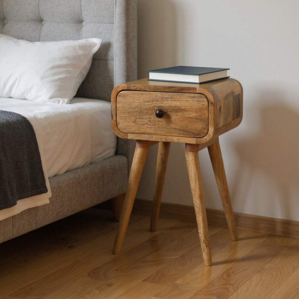 HomeRoots 19" Beige Solid Wood Nightstand with One Soft-Close Drawer - Compact, Modern & Versatile Design 651572