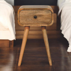 HomeRoots 19" Beige Solid Wood Nightstand with One Soft-Close Drawer - Compact, Modern & Versatile Design 651572