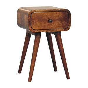HomeRoots 19" Chestnut Nightstand - Handcrafted Solid Mango Wood with Curved Edges & Sleek Storage Drawer 651573