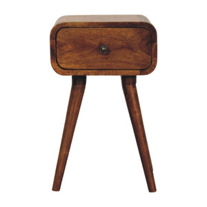 HomeRoots 19" Chestnut Nightstand - Handcrafted Solid Mango Wood with Curved Edges & Sleek Storage Drawer 651573