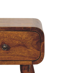 HomeRoots 19" Chestnut Nightstand - Handcrafted Solid Mango Wood with Curved Edges & Sleek Storage Drawer 651573