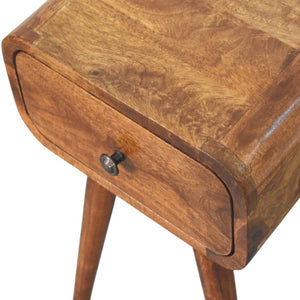 HomeRoots 19" Chestnut Nightstand - Handcrafted Solid Mango Wood with Curved Edges & Sleek Storage Drawer 651573