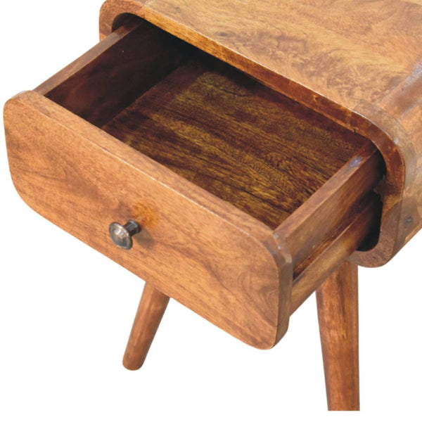 HomeRoots 19" Chestnut Nightstand - Handcrafted Solid Mango Wood with Curved Edges & Sleek Storage Drawer 651573