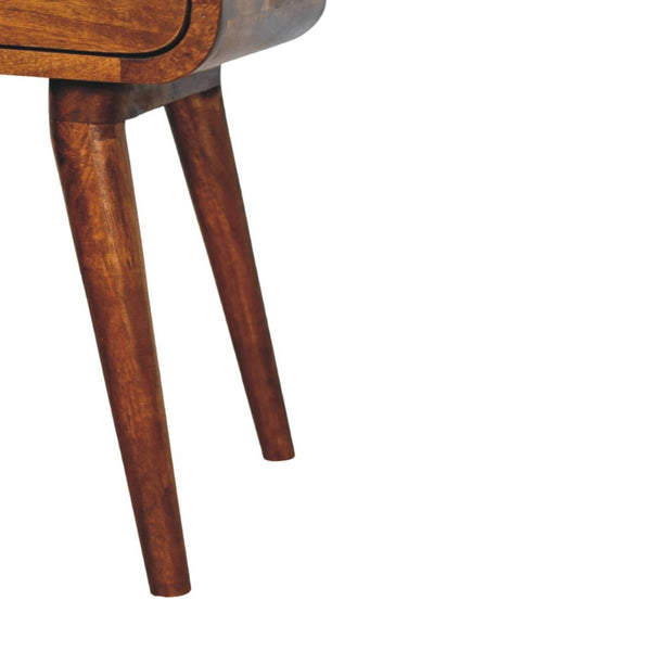 HomeRoots 19" Chestnut Nightstand - Handcrafted Solid Mango Wood with Curved Edges & Sleek Storage Drawer 651573