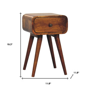 HomeRoots 19" Chestnut Nightstand - Handcrafted Solid Mango Wood with Curved Edges & Sleek Storage Drawer 651573