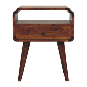 HomeRoots 22" Elegant Chestnut Solid Wood Nightstand with Drawer & Shelf - Modern Vintage Design for Any Room 651575